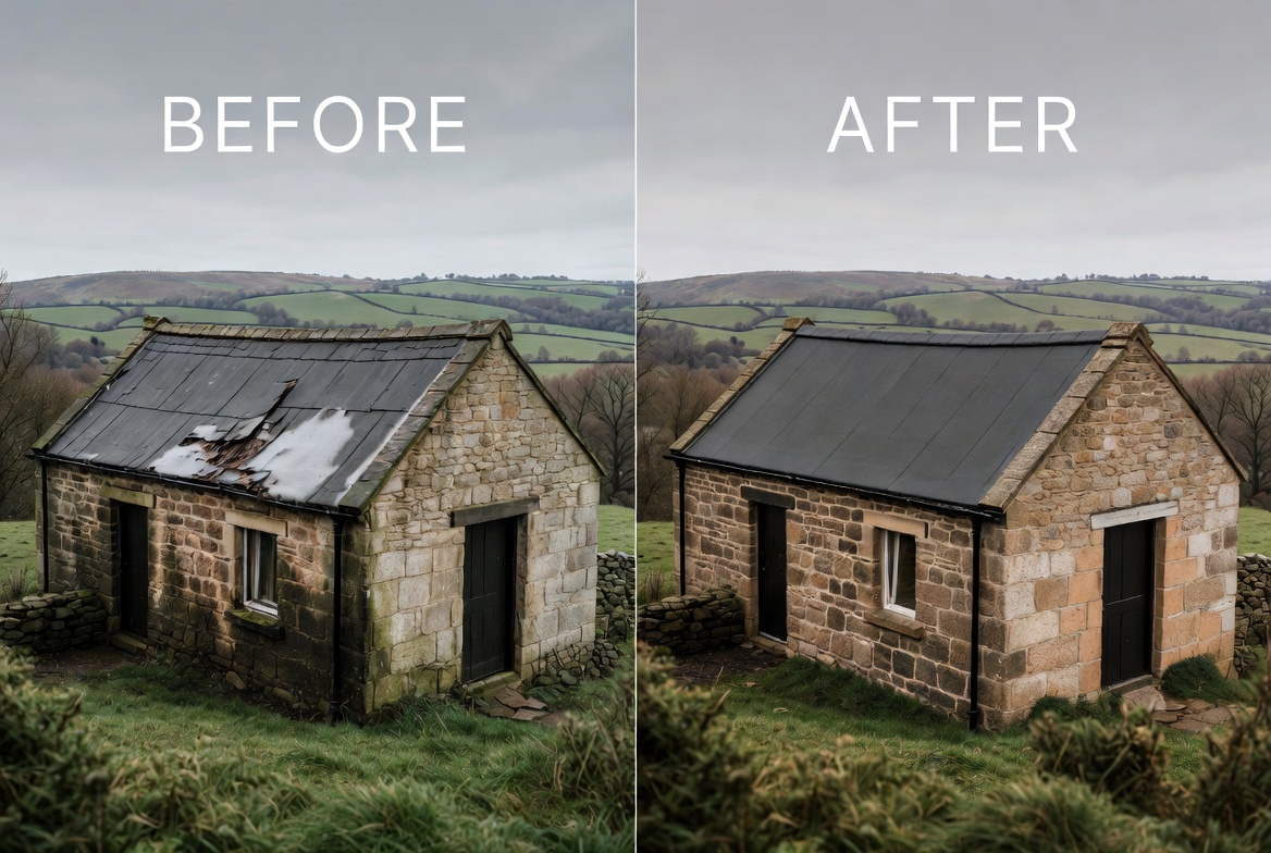 Felt roof repair Yorkshire.