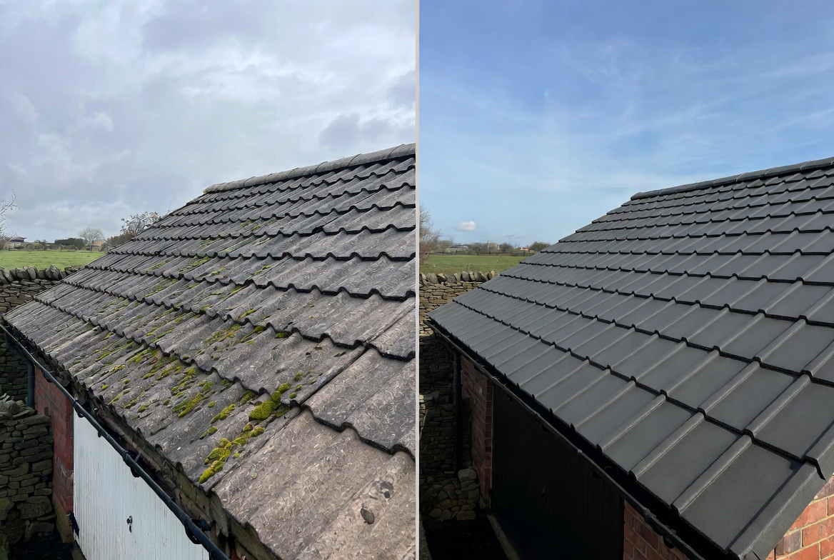 Asbestos garage roof replacement Yorkshire.
