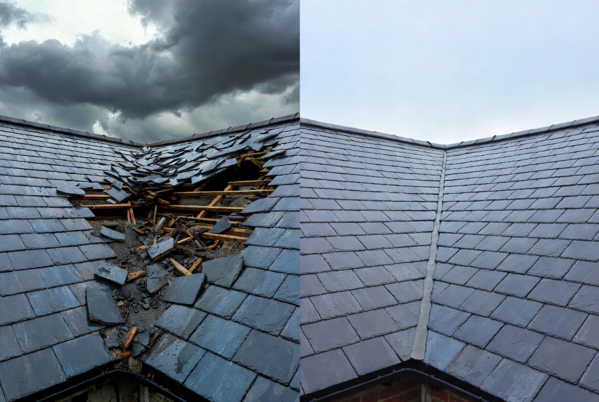 Local storm damage roof repair Yorkshire.