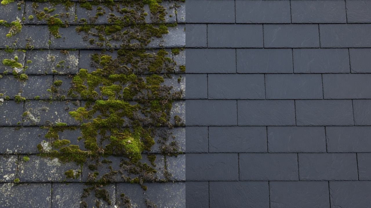 Roof moss removal Yorkshire.